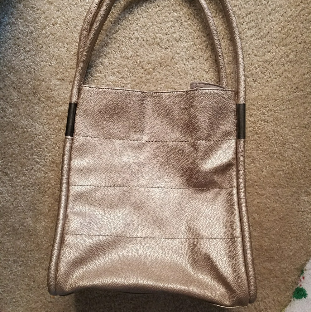 Neiman  Marcus Gold Faux Leather Tote Bag